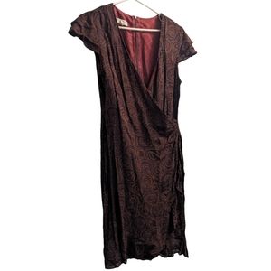 Maggy London Brown Swirl Pattern Midi Dress 14P